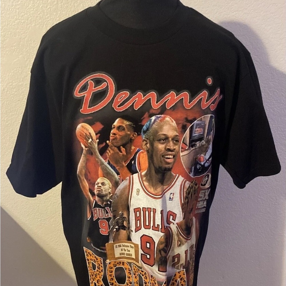Dennis Rodman Do Not Disturb Chicago Bulls T Shirt Large 5 Time CHAMPION EUC